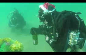 С шампанско и елха под водата, руски водолази вече отпразнуваха Нова година (видео)