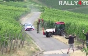 Трактор едва не се блъсна с рали автомобил в Германия [видео]
